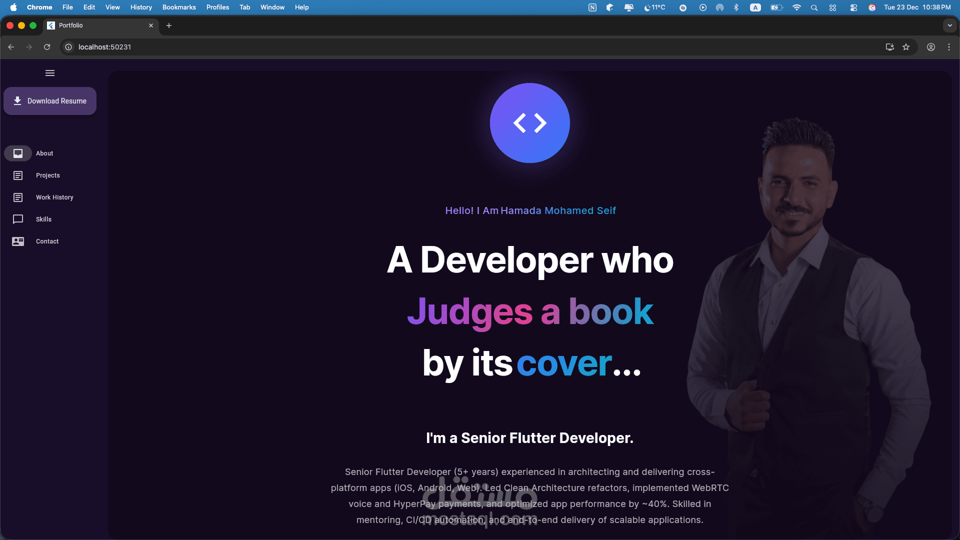 موقع Portfolio شخصي باستخدام Flutter Web