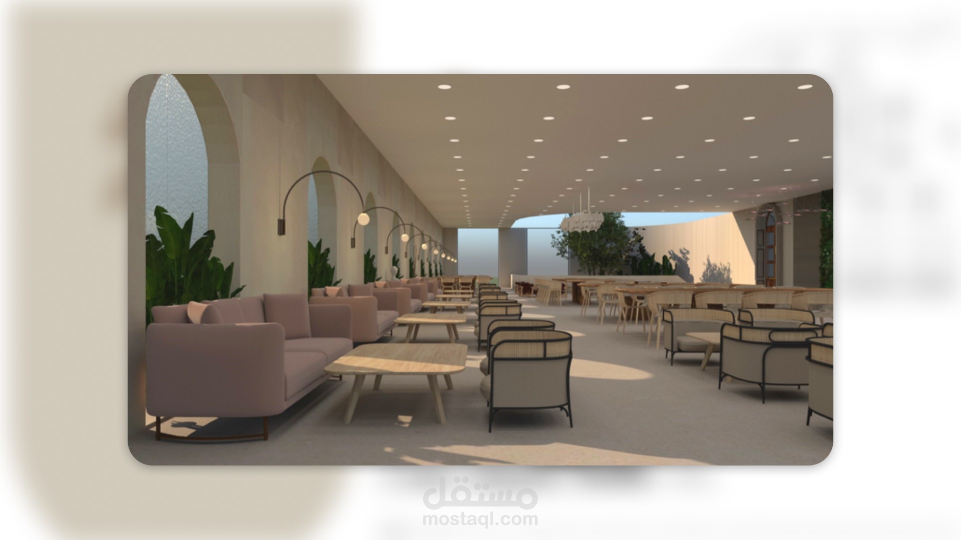 تخطيط وتصميم داخلي وخارجي لمطعم