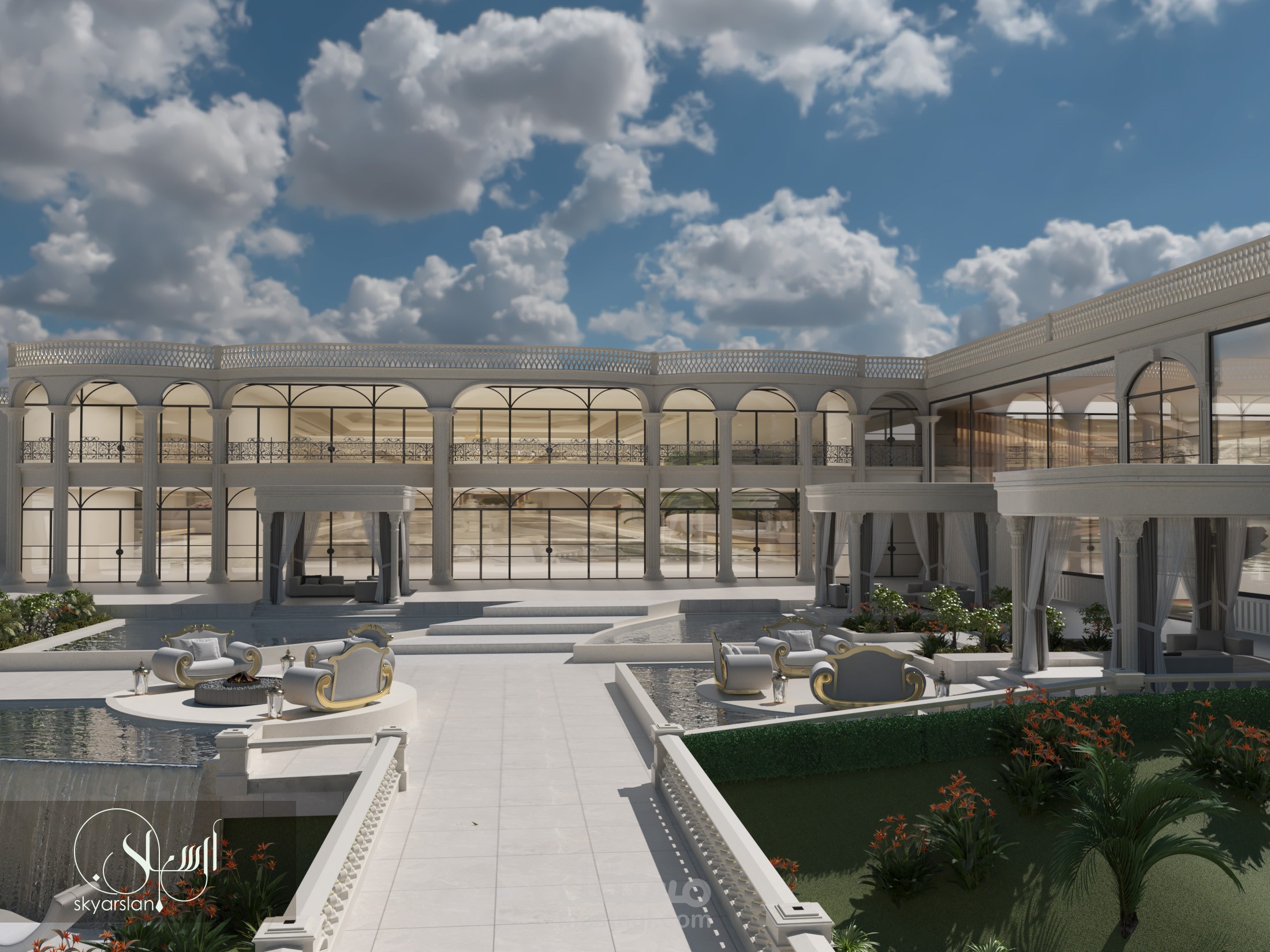 تصميم داخلي وخارجي لفندق فاخر