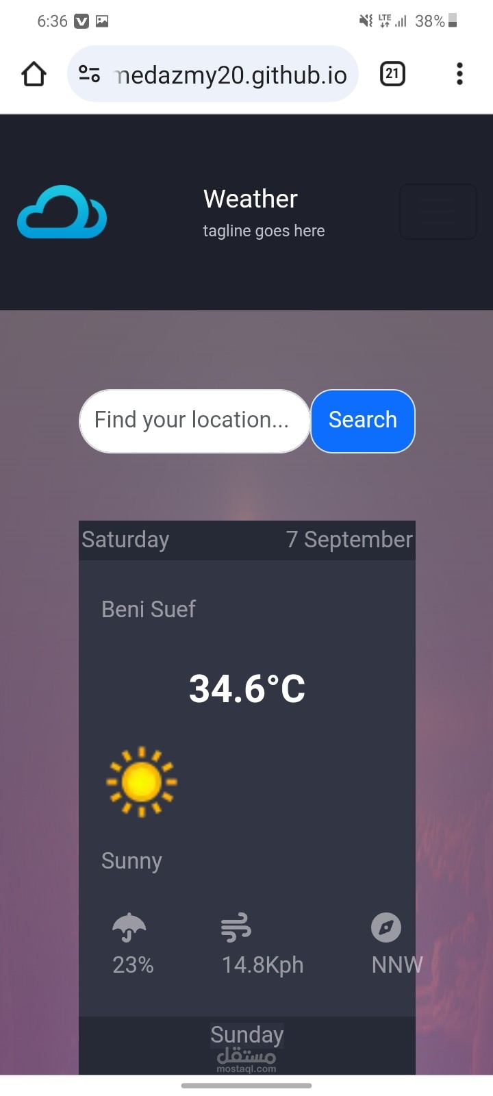 Weather app   تطبيق لعرض حاله الطقس