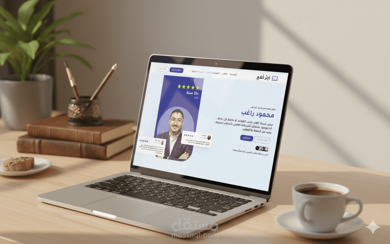 تصميم صفحة هبوط لمدرس لغة عربية )مشروع فريلانس( باستخدام فيجما