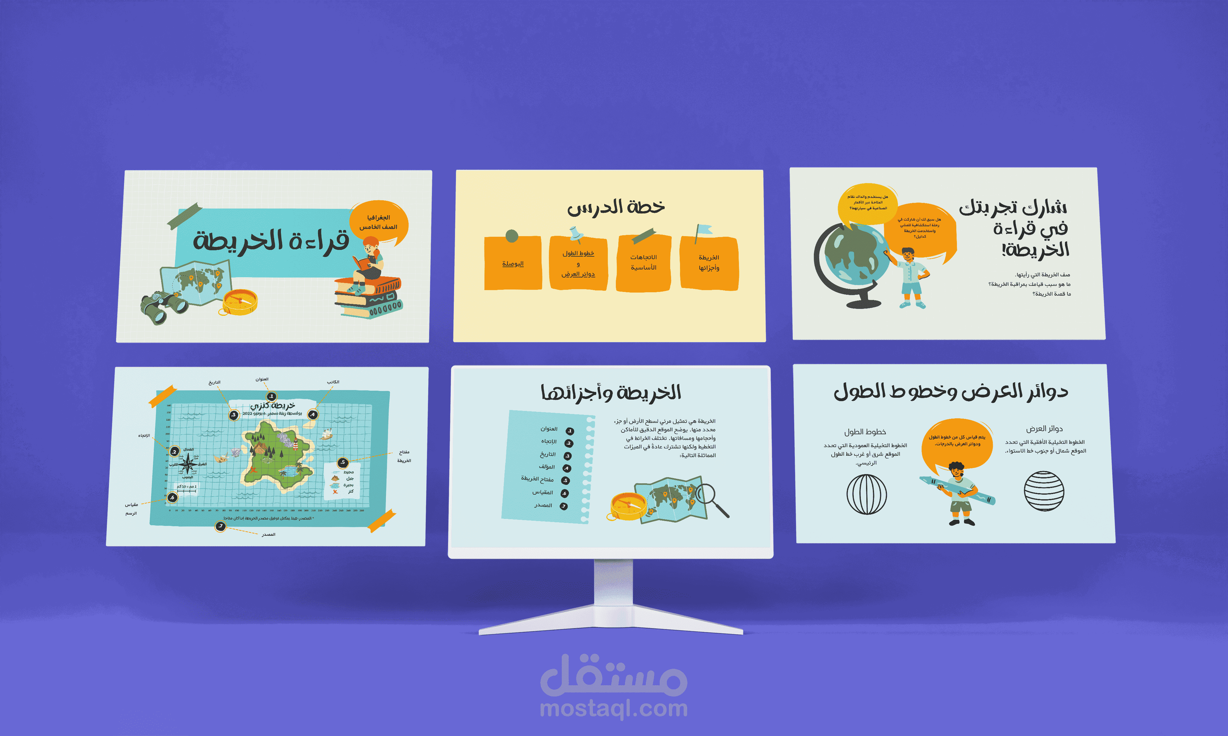 نموذج عرض تقديمي تعليمي مهارات قراءه الخريطة.