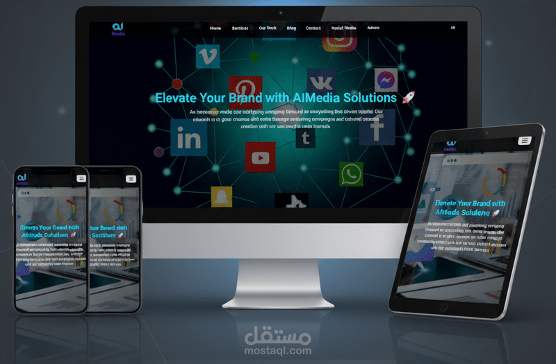AIMedia - موقع إلكتروني احترافي لشركة تسويق رقمي