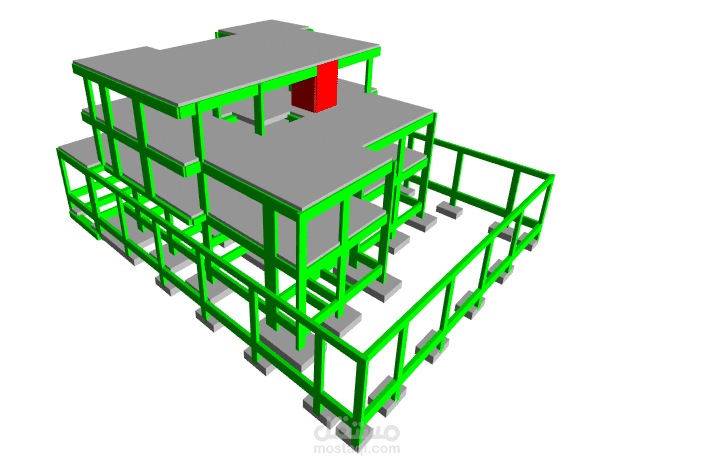 تصميم إنشائي لفيلا تتكون من دورين وملحق