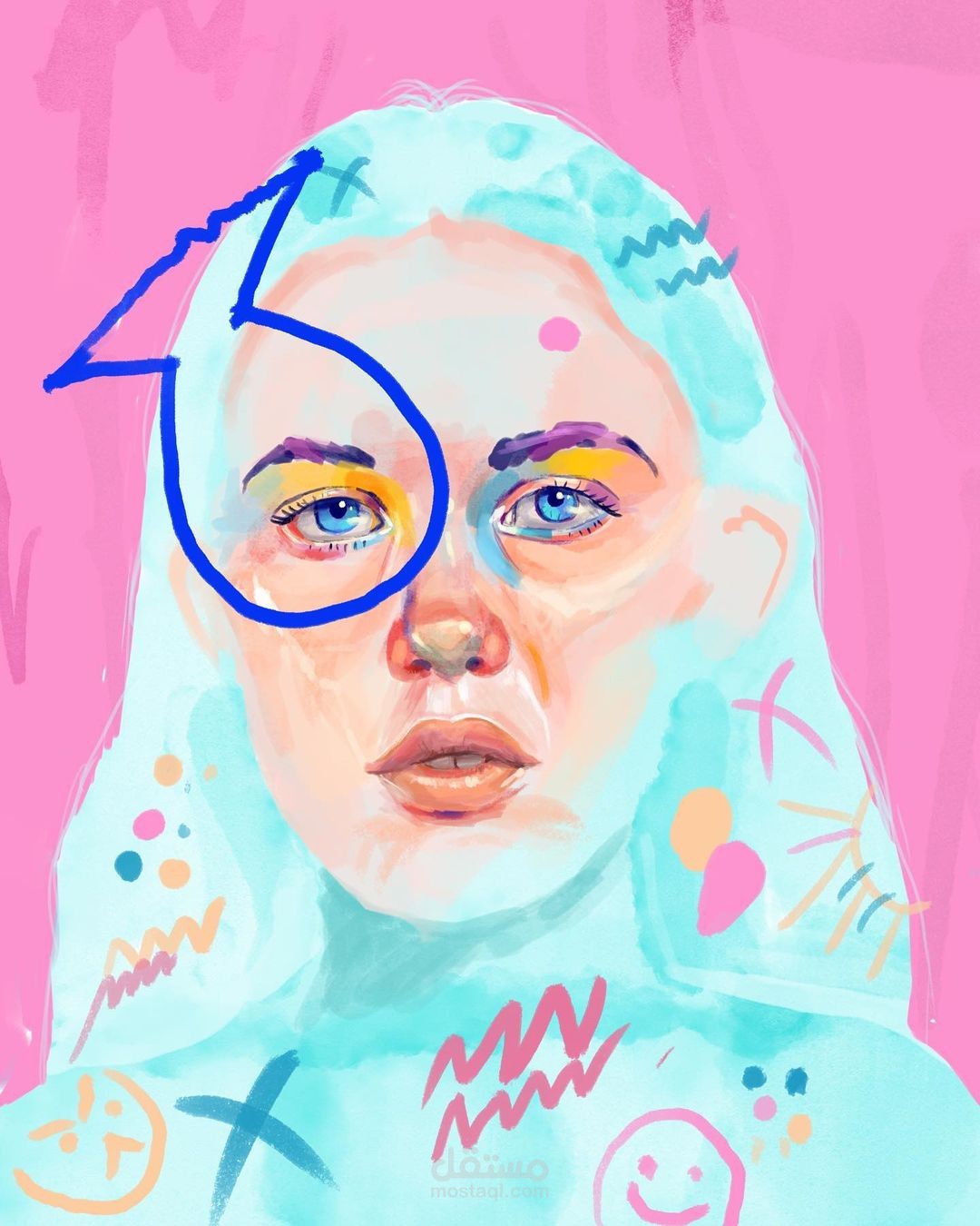 رسومات رقمية بطريقة الالوان المائية والجواش