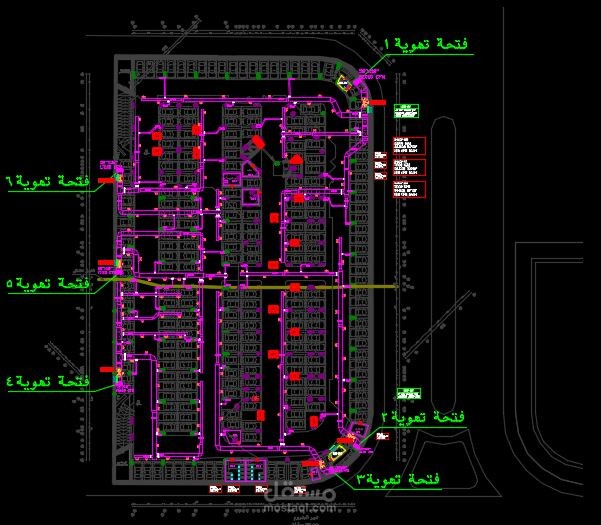 جراج مبنى تجارى إدارى فى صوارى بالاسكندرية تنفيذ نظام تهوية