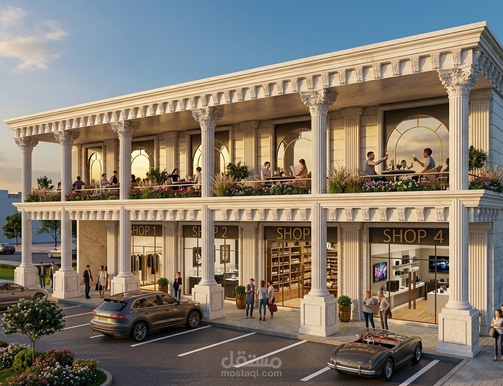 تصميم مبنى تجاري على الطراز الكلاسيكي