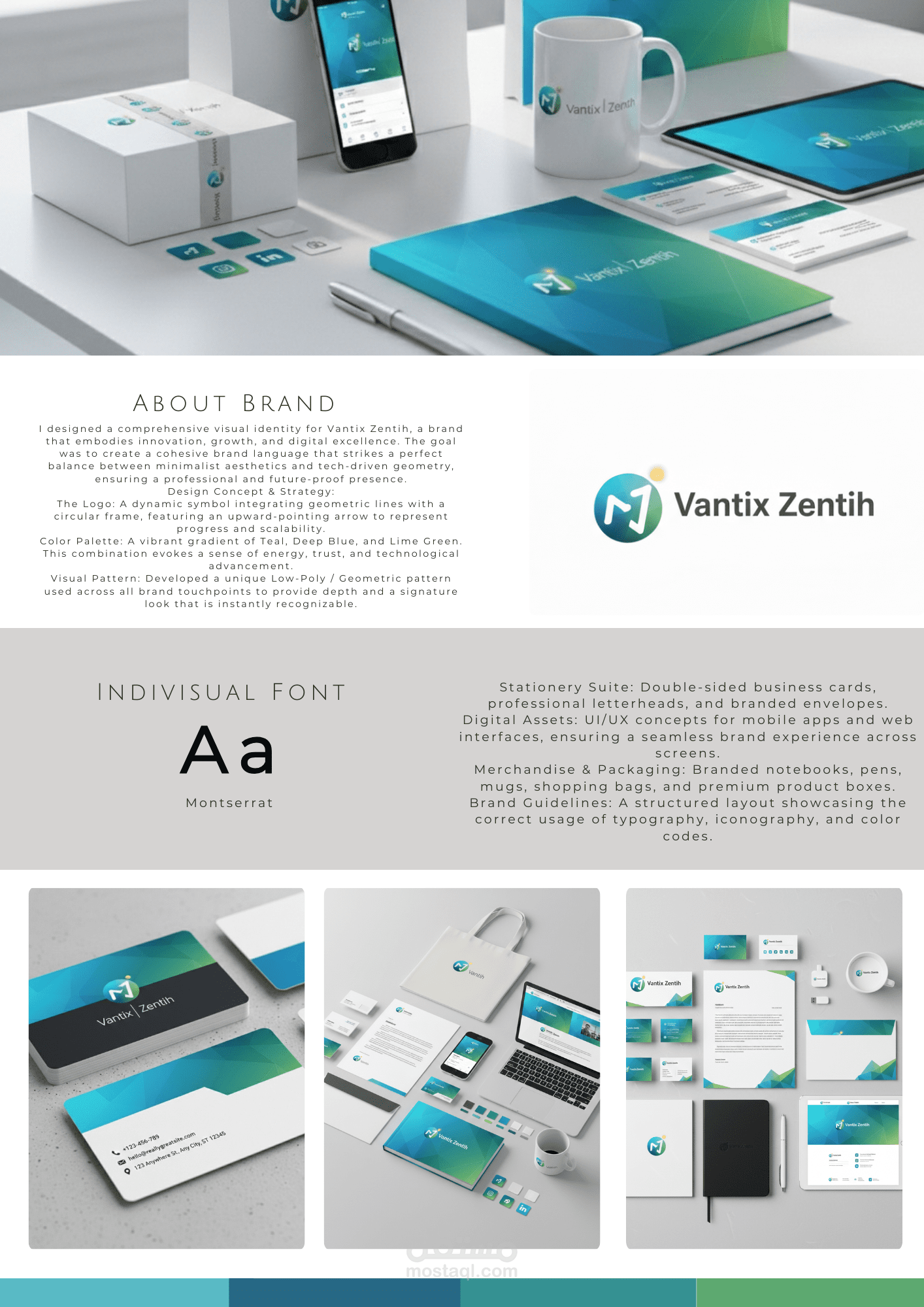 تصميم الهوية البصرية المتكاملة لشركة Vantix Zentih