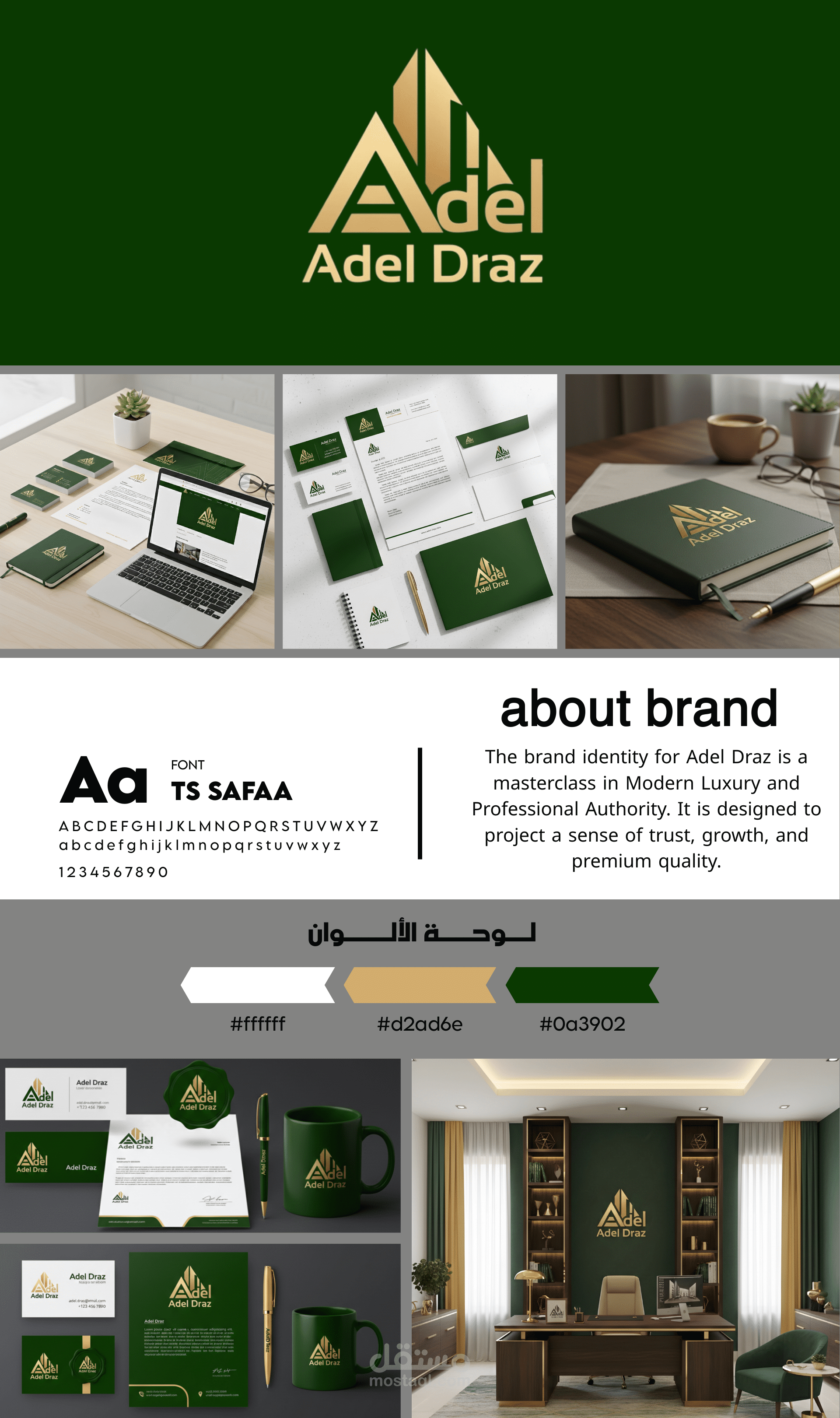 تصميم الهوية البصرية المتكاملة لعلامة "عادل دراز - Adel Draz"