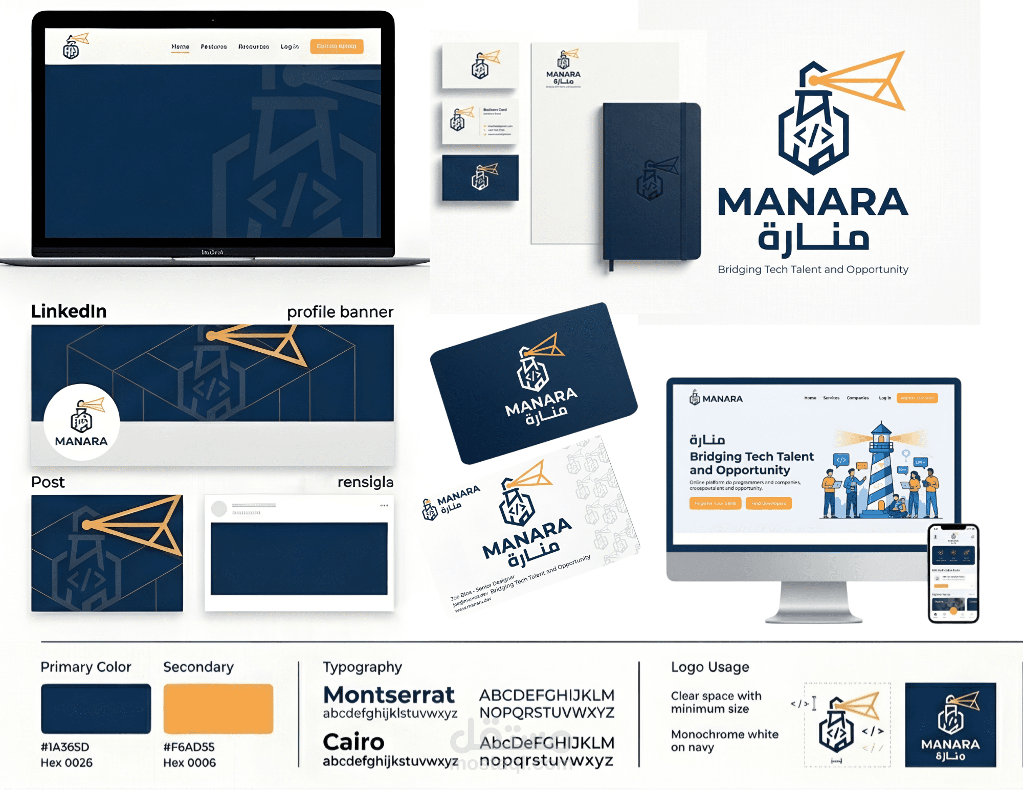 ببناء هوية بصرية شاملة لمنصة "منارة - Manara"، وهي منصة متخصصة في ربط المواهب التقنية بالفرص الوظيفية