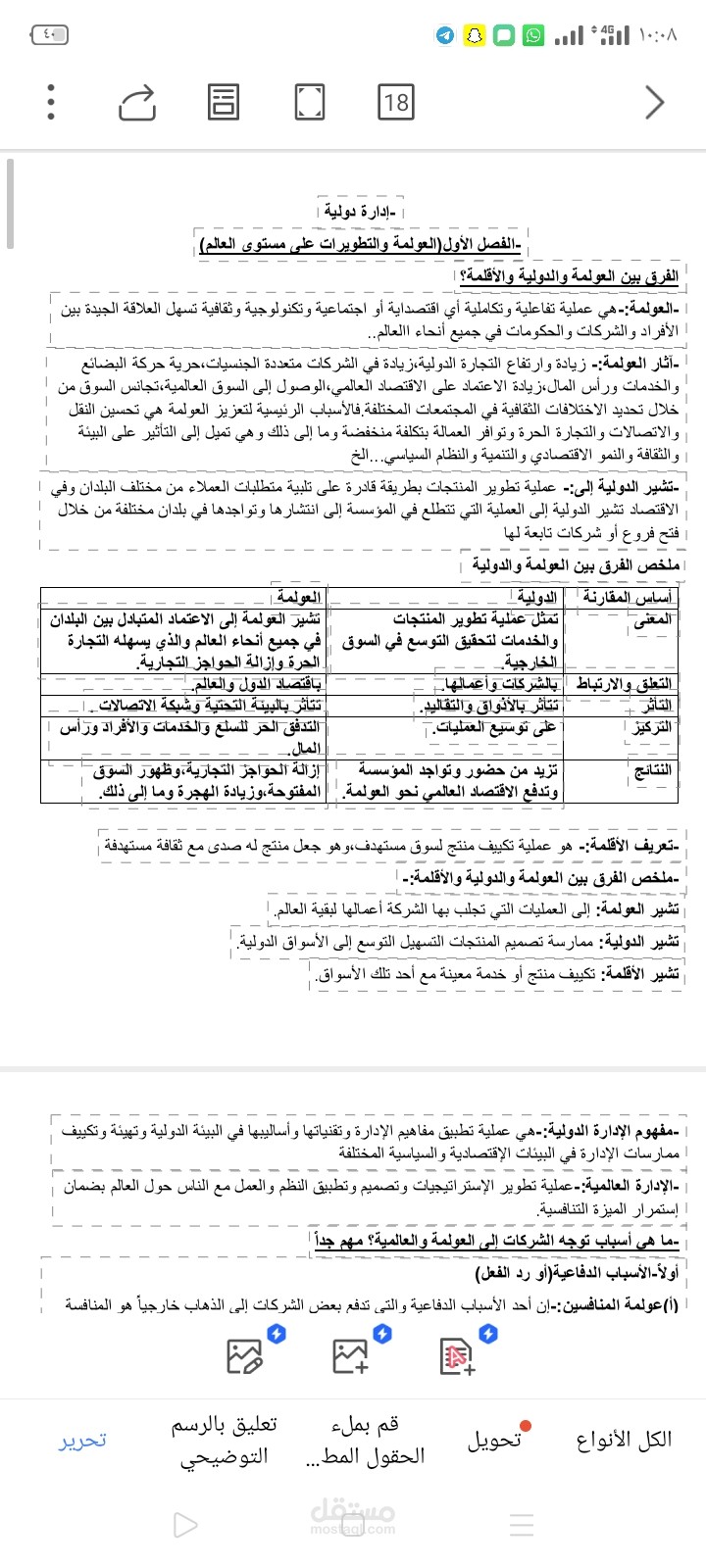 عمل ملخصات للمواد و شرحها