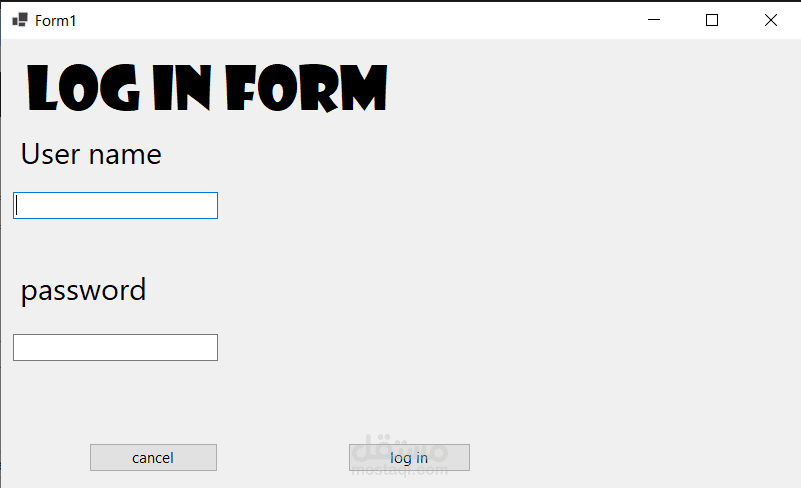 log in form