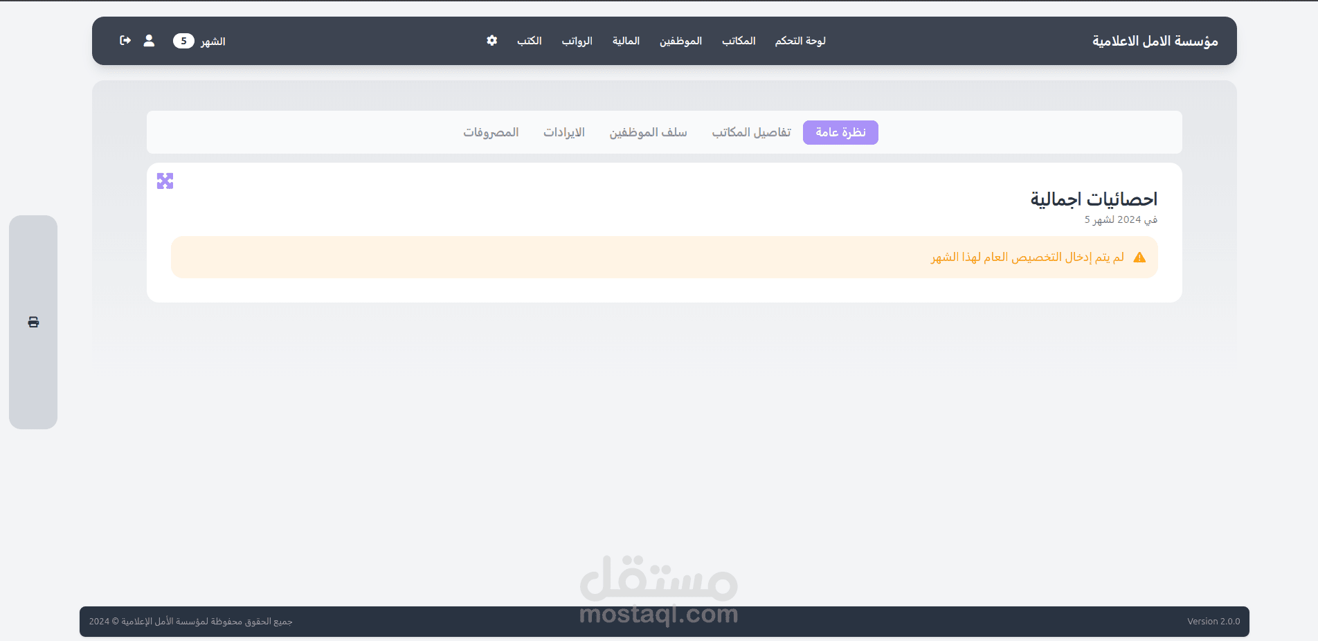 النظام الإداري لمؤسسة الأمل الإعلامية