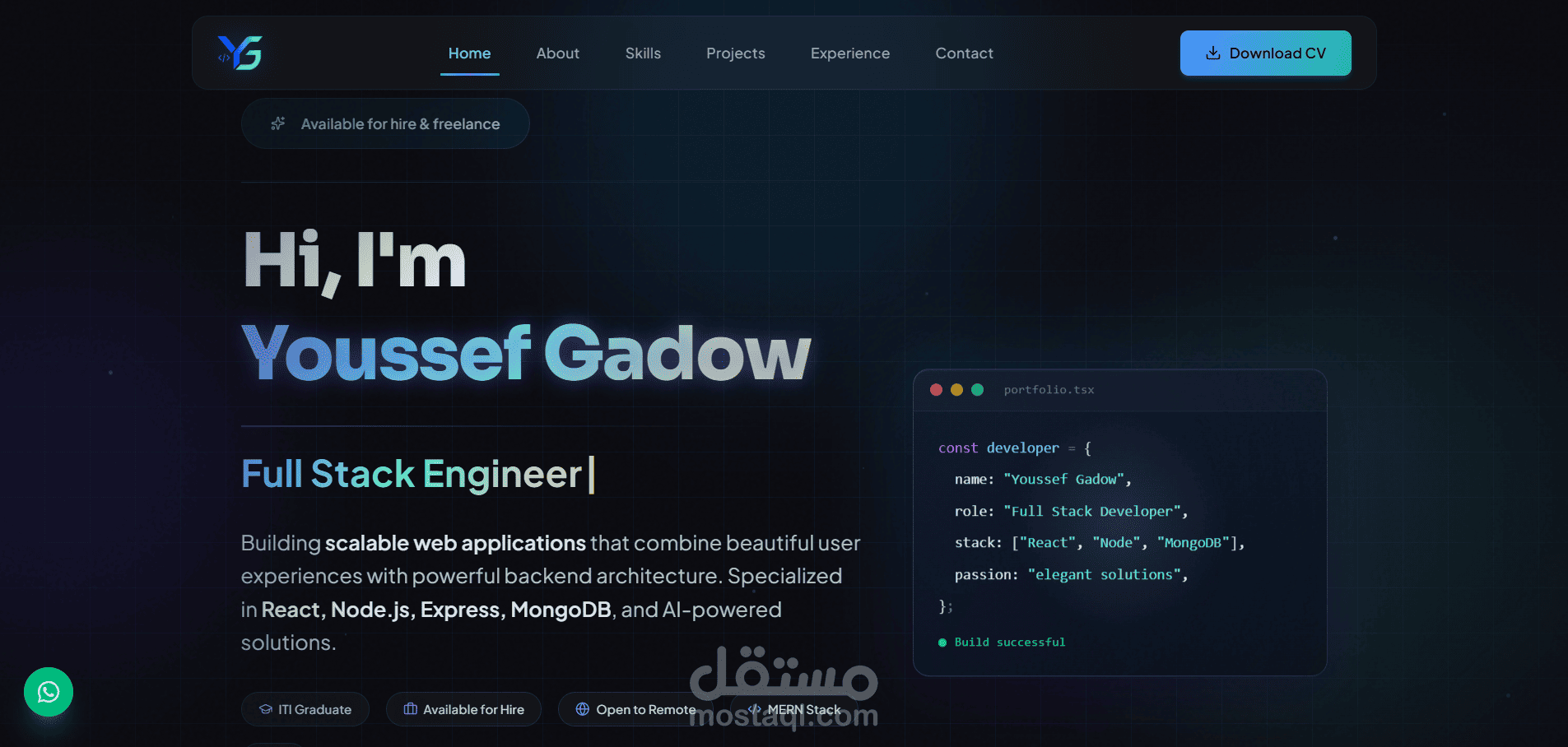بورتفوليو احترافي لمطور Frontend | React.js | Next.js | TypeScript