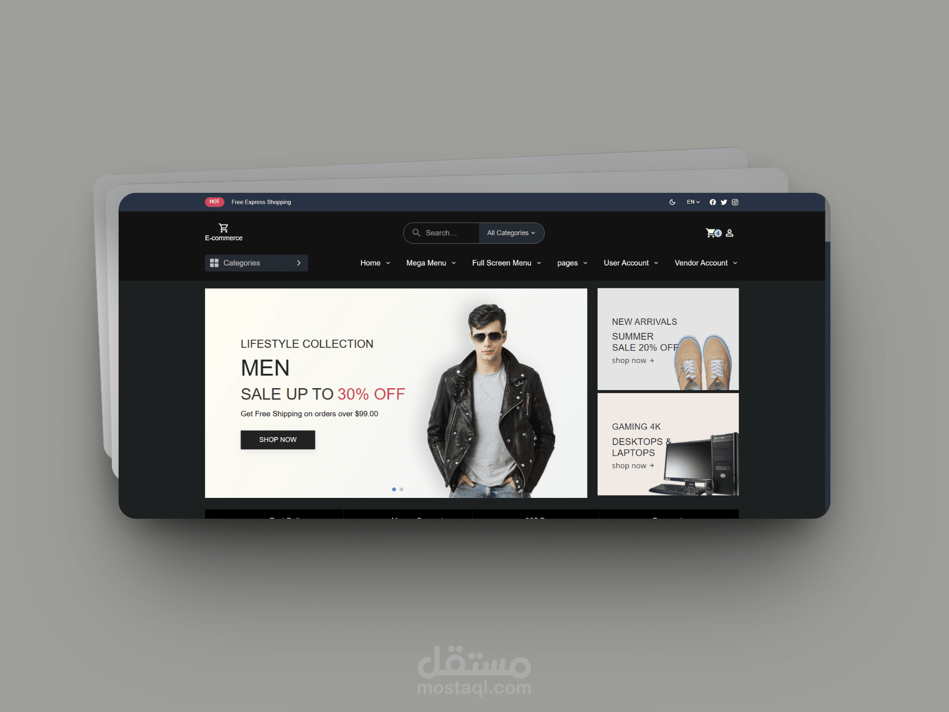 واجهة متجر إلكتروني تفاعلية باستخدام React (Modern React E-Commerce UI)