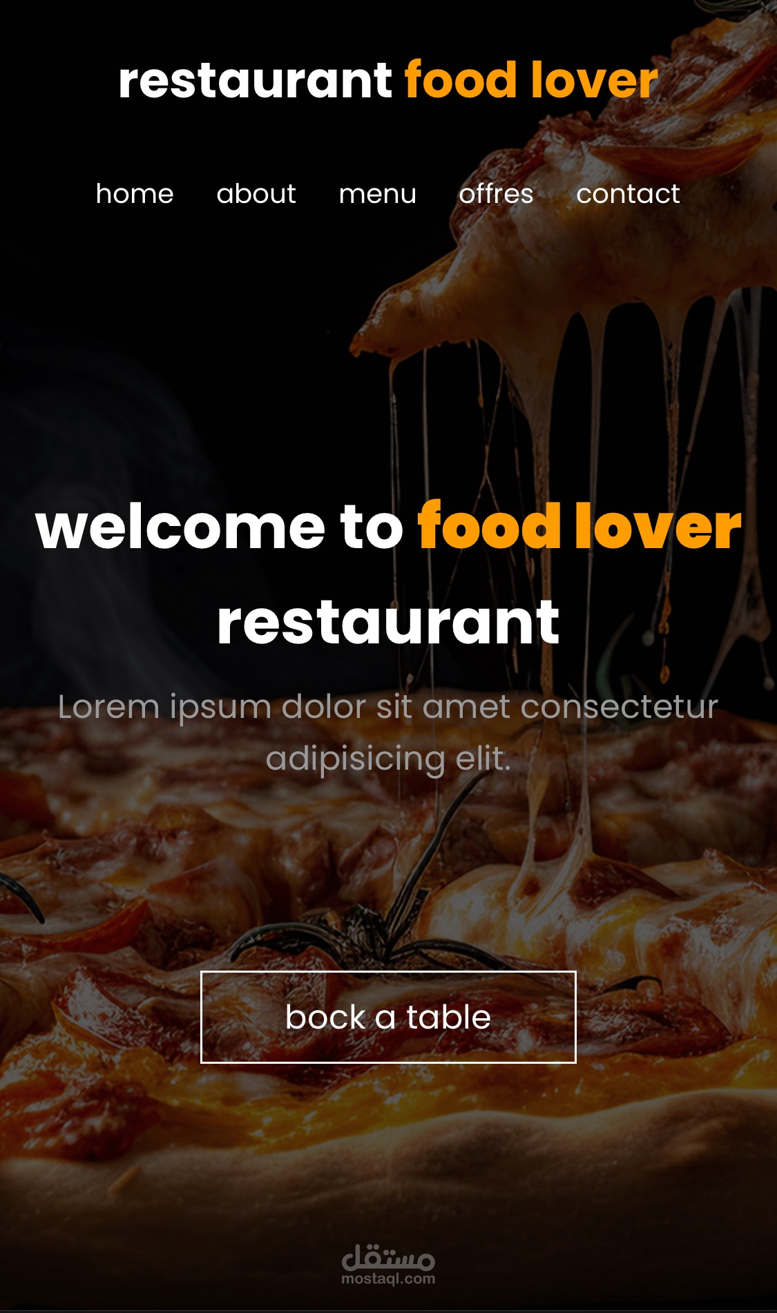 Website for restaurant made by html and css