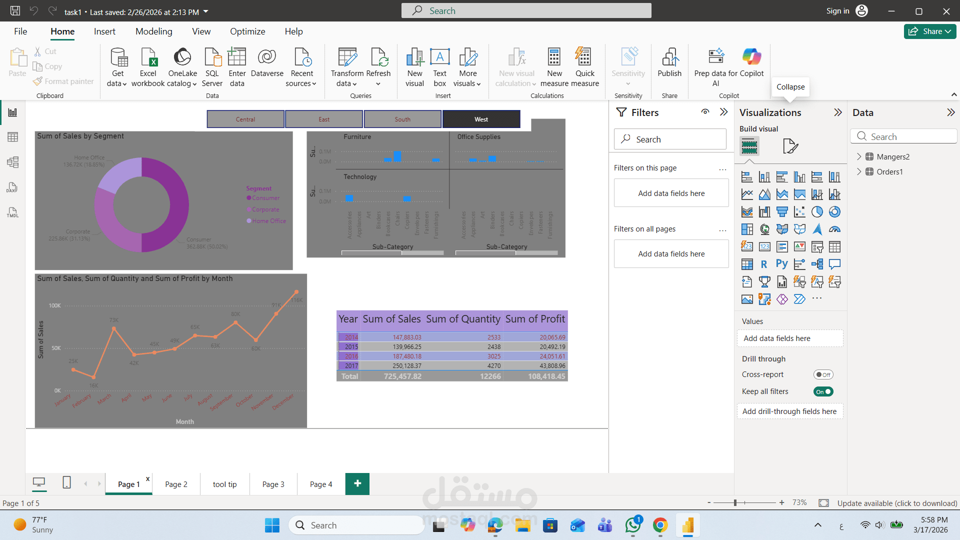 عمل داش بورد باستخدام power bi