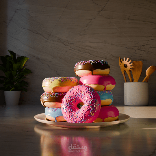 الدونات الشهية تصميم 3D