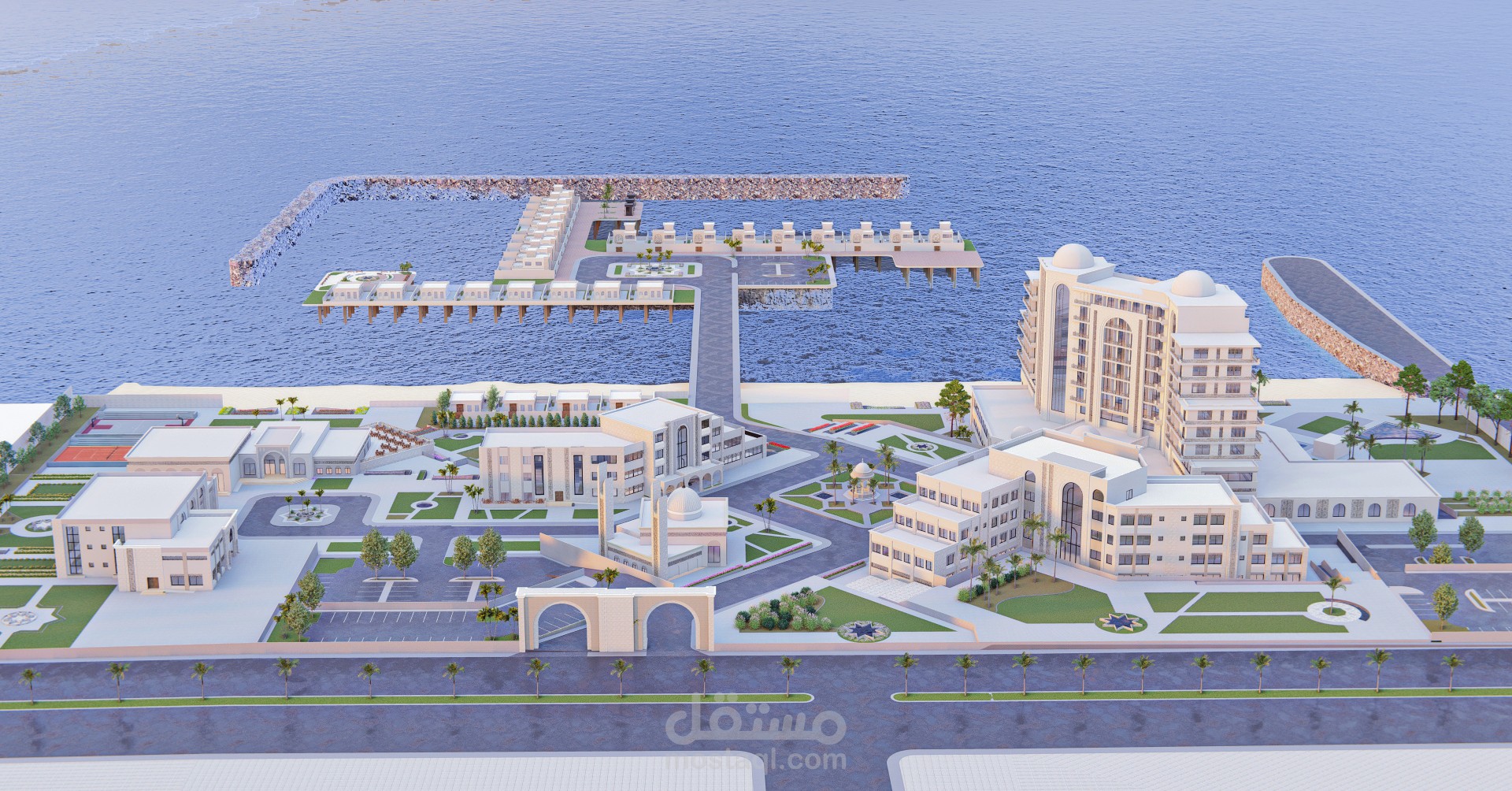 تصميم منتجع سياحي علاجي " على نمط العمارة الإسلامية "