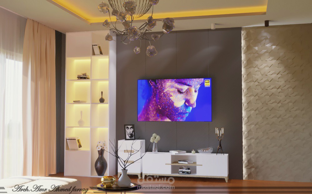 تصميم داخلي لغرفة معيشة