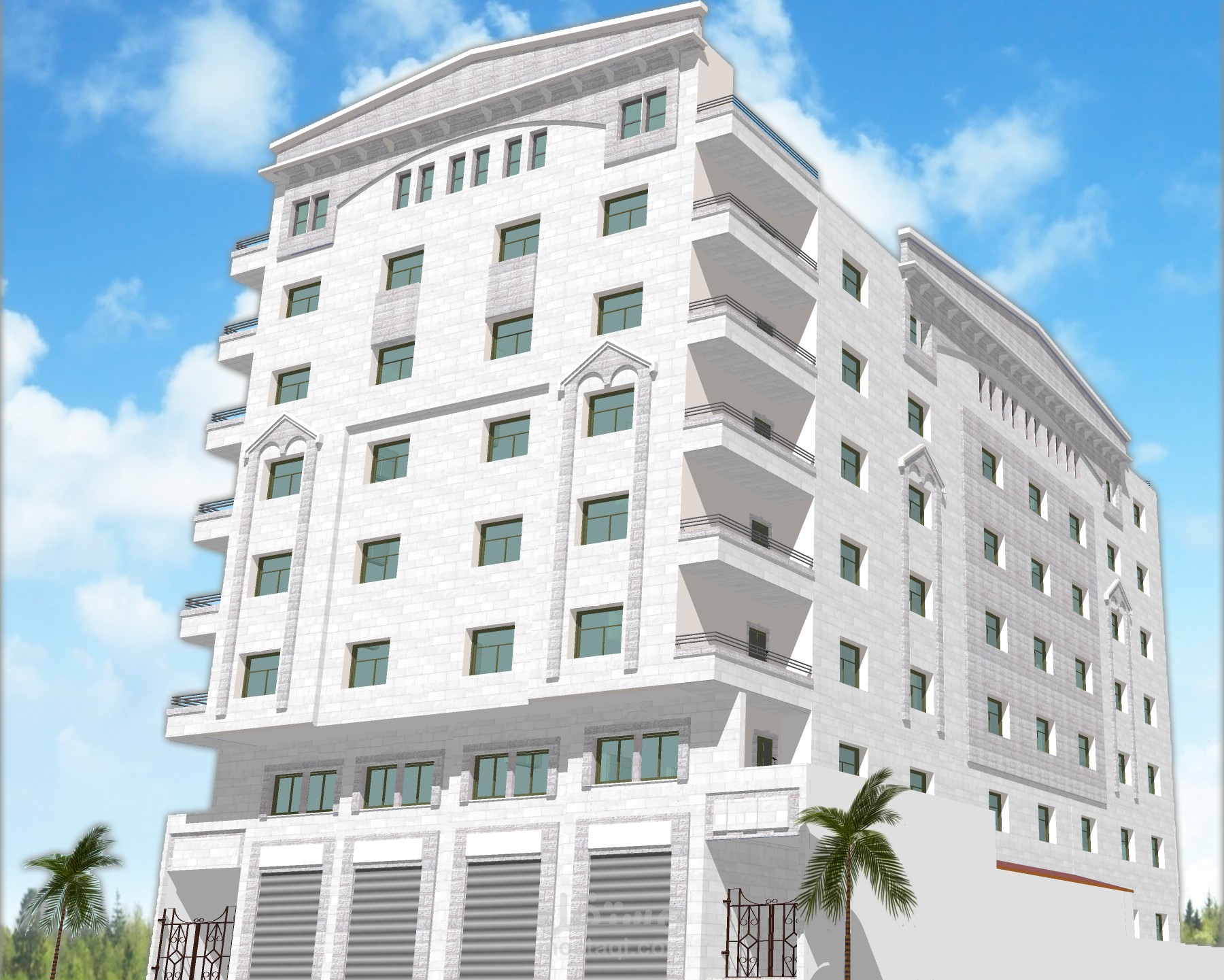 اعداد التصميم الخارجي لعمارة سكنية