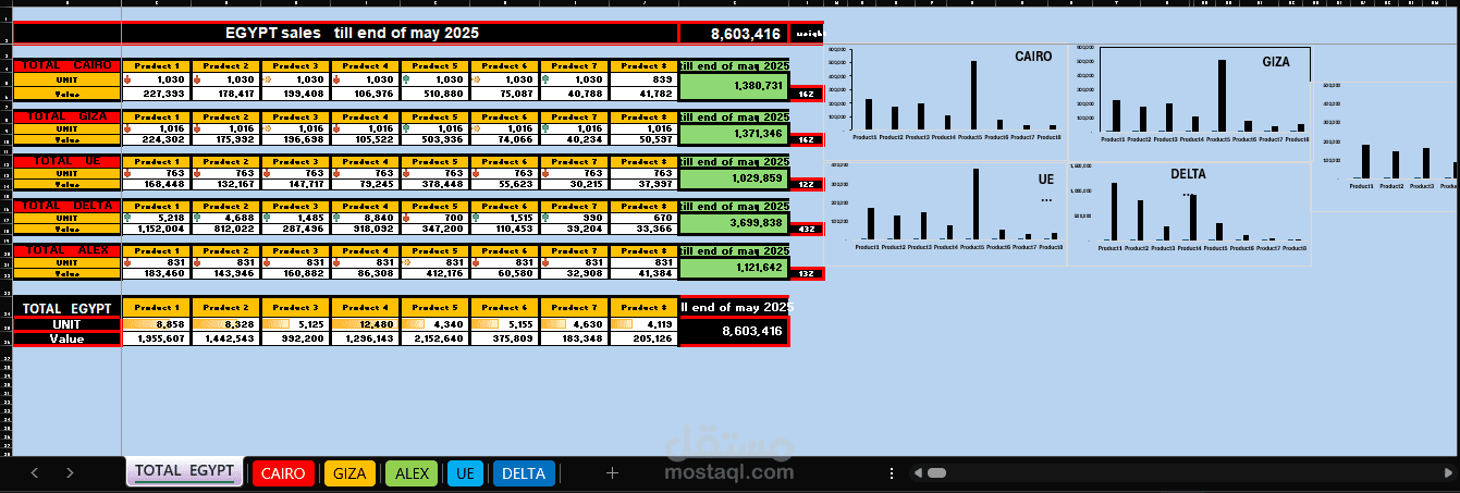 Egypt Sales 2025 -Territory إعداد وتحليل بيانات المبيعات