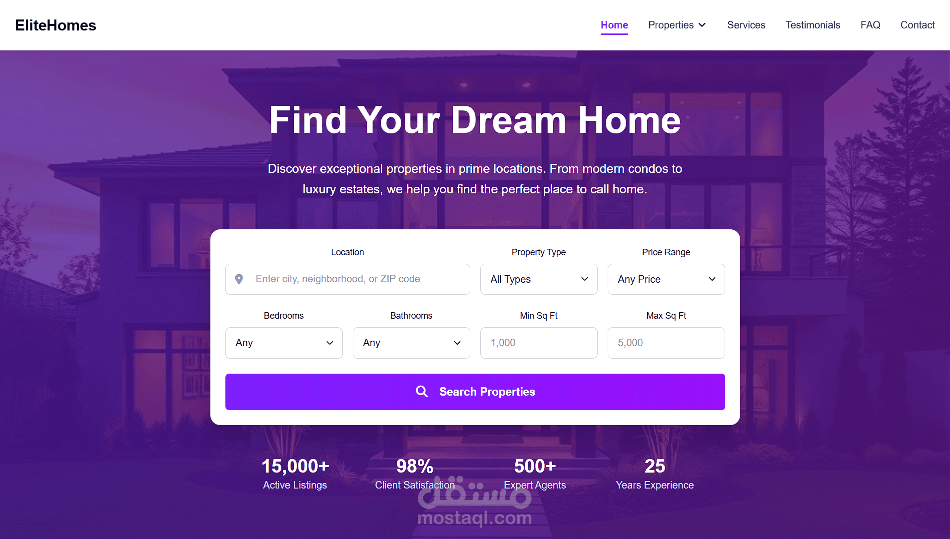 EliteHomes - منصة للبحث عن العقارات