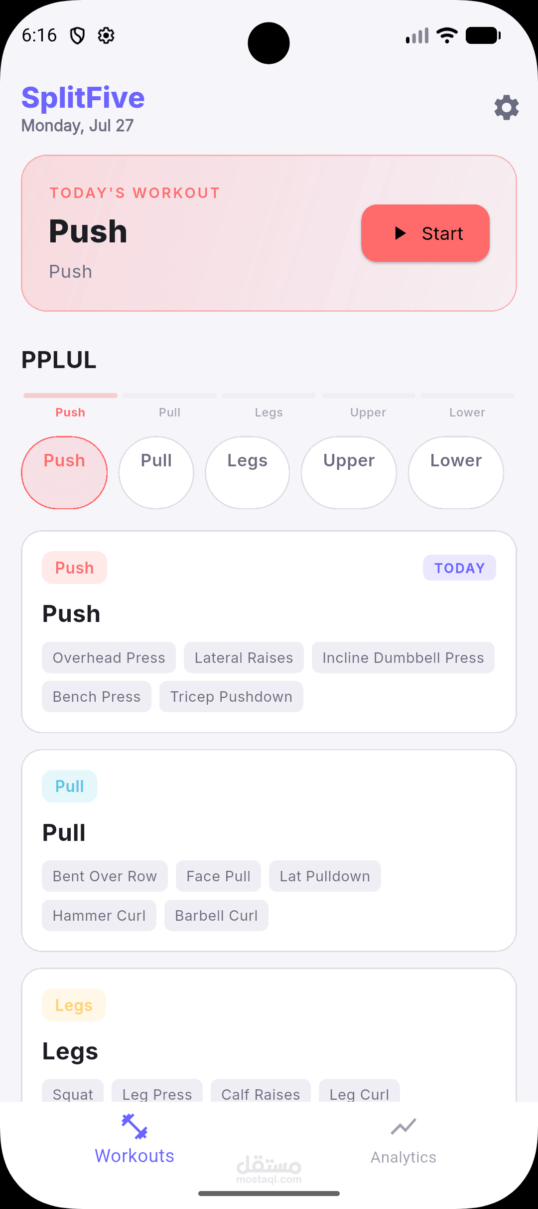 ٍSplitFive- تطبيق موبايل لتتبع التمارين والنشاط البدني