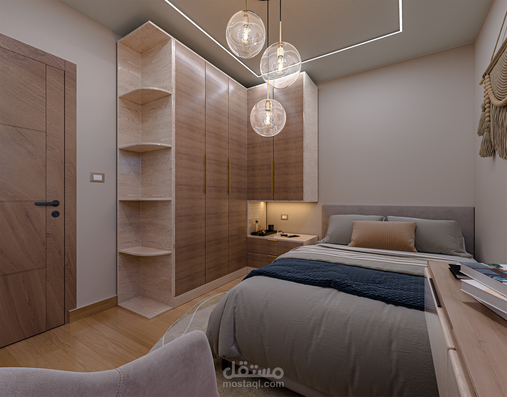 تصميم عملي لغرفة نوم شبابي