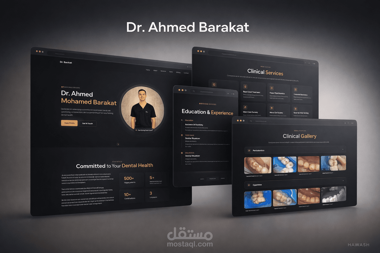 تصميم وتطوير Portfolio لـ د.أحمد "طبيب أسنان" - (معاينة)