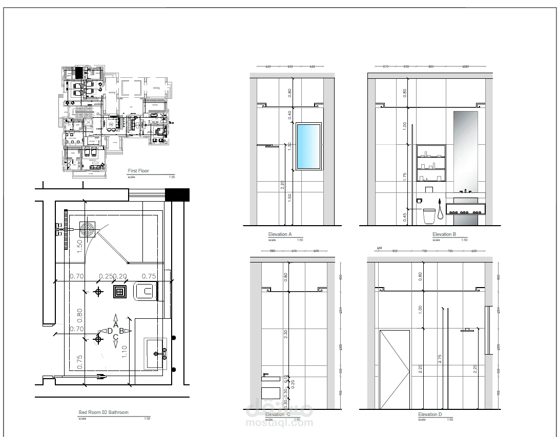 رسم هندسي . تفصيلات داخلية
