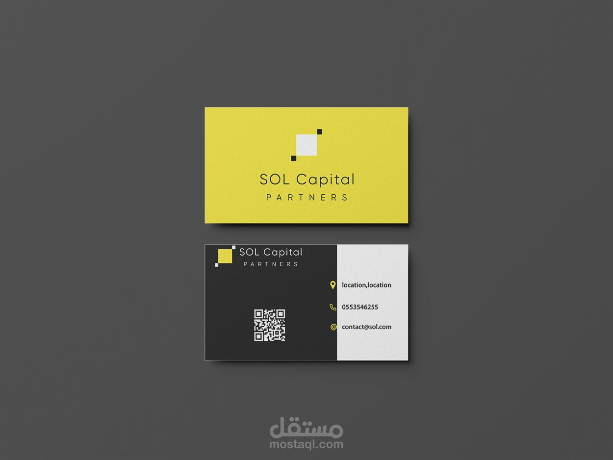 بزنس كارد مقترح لشركة Sol Capital