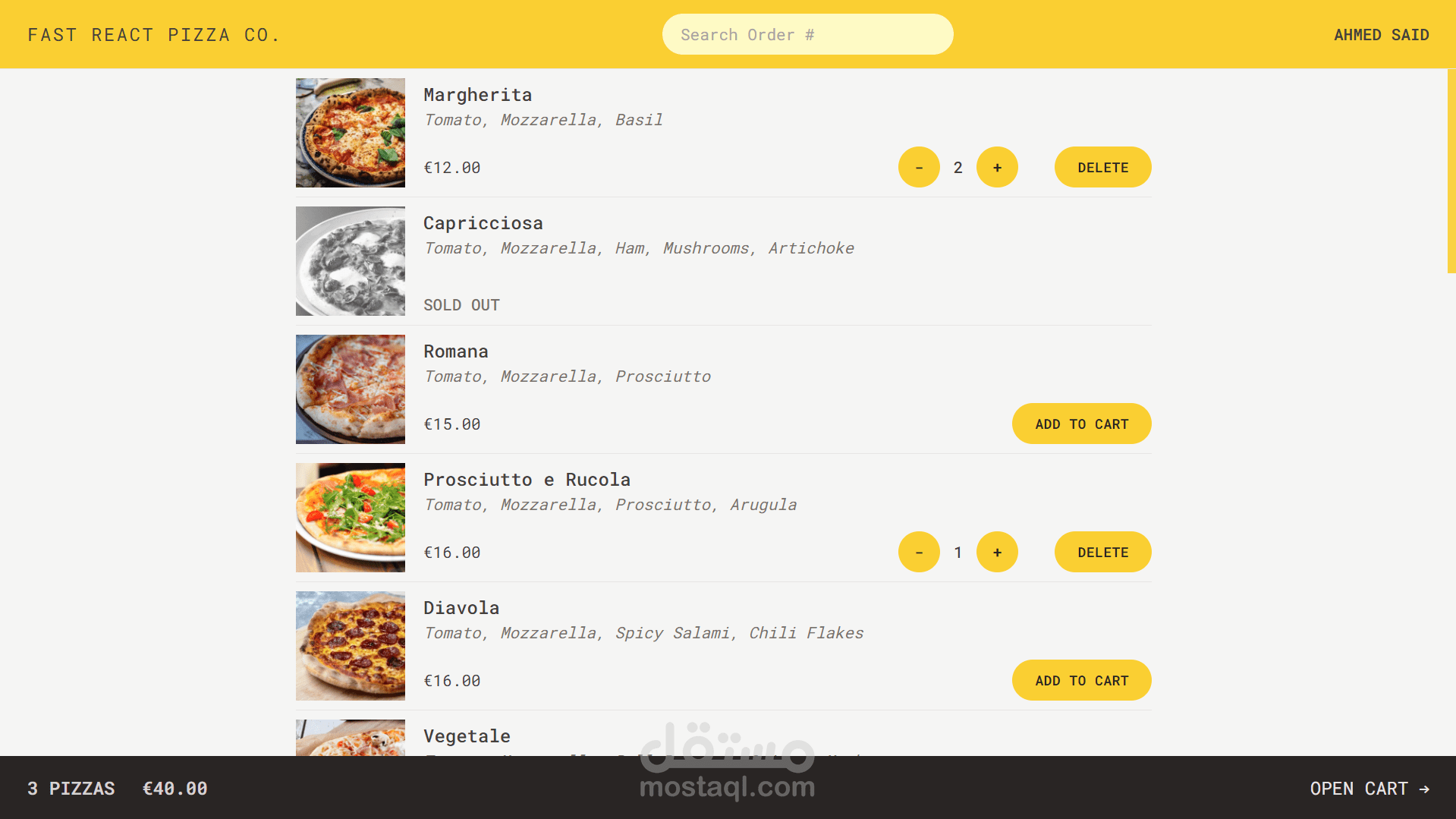 React Pizza App