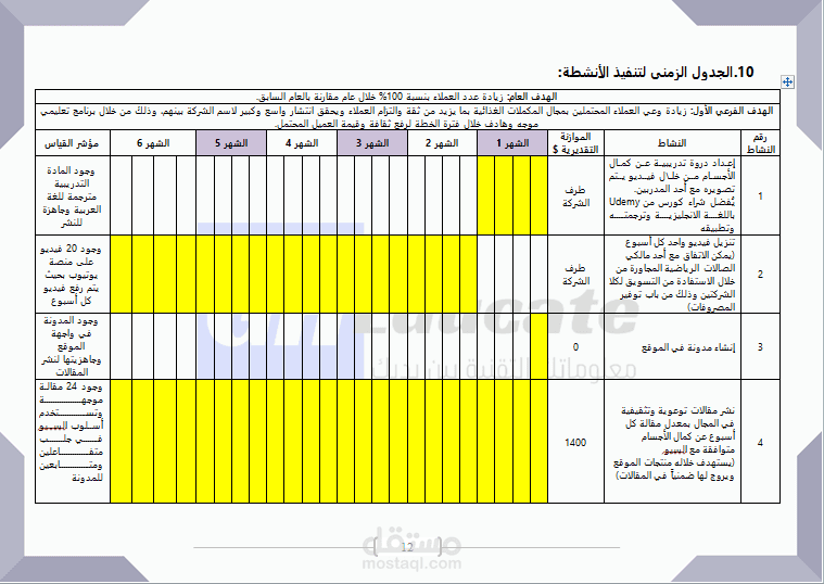 خطة سنوية لتسويق لمتجر إلكتروني