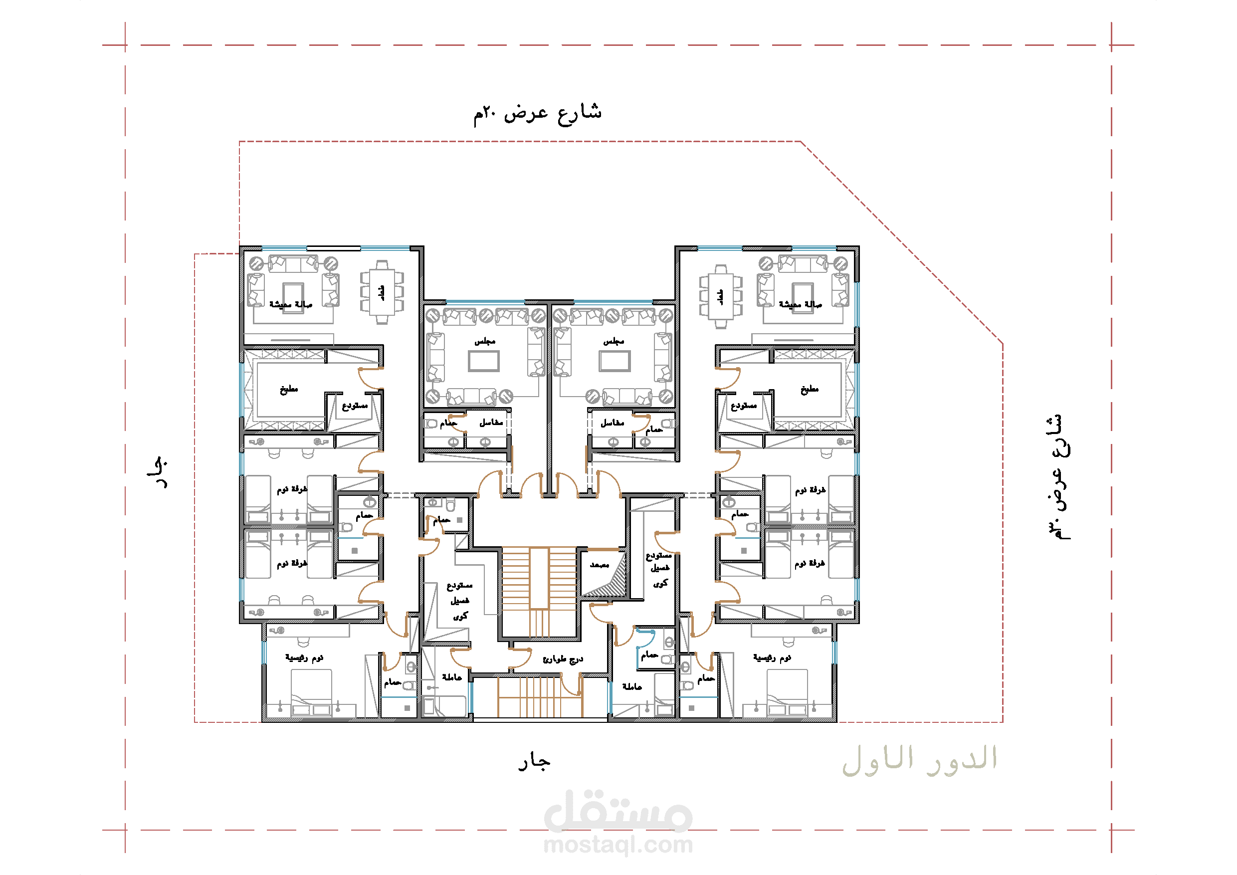 مبنى سكني مكون من 3 ادوار + دور مواقف