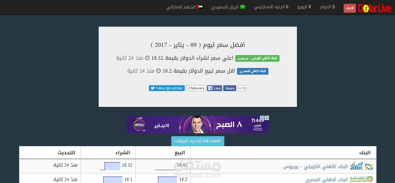 موقع لجلب اسعار العملات من البنوك لحظة بلحظة