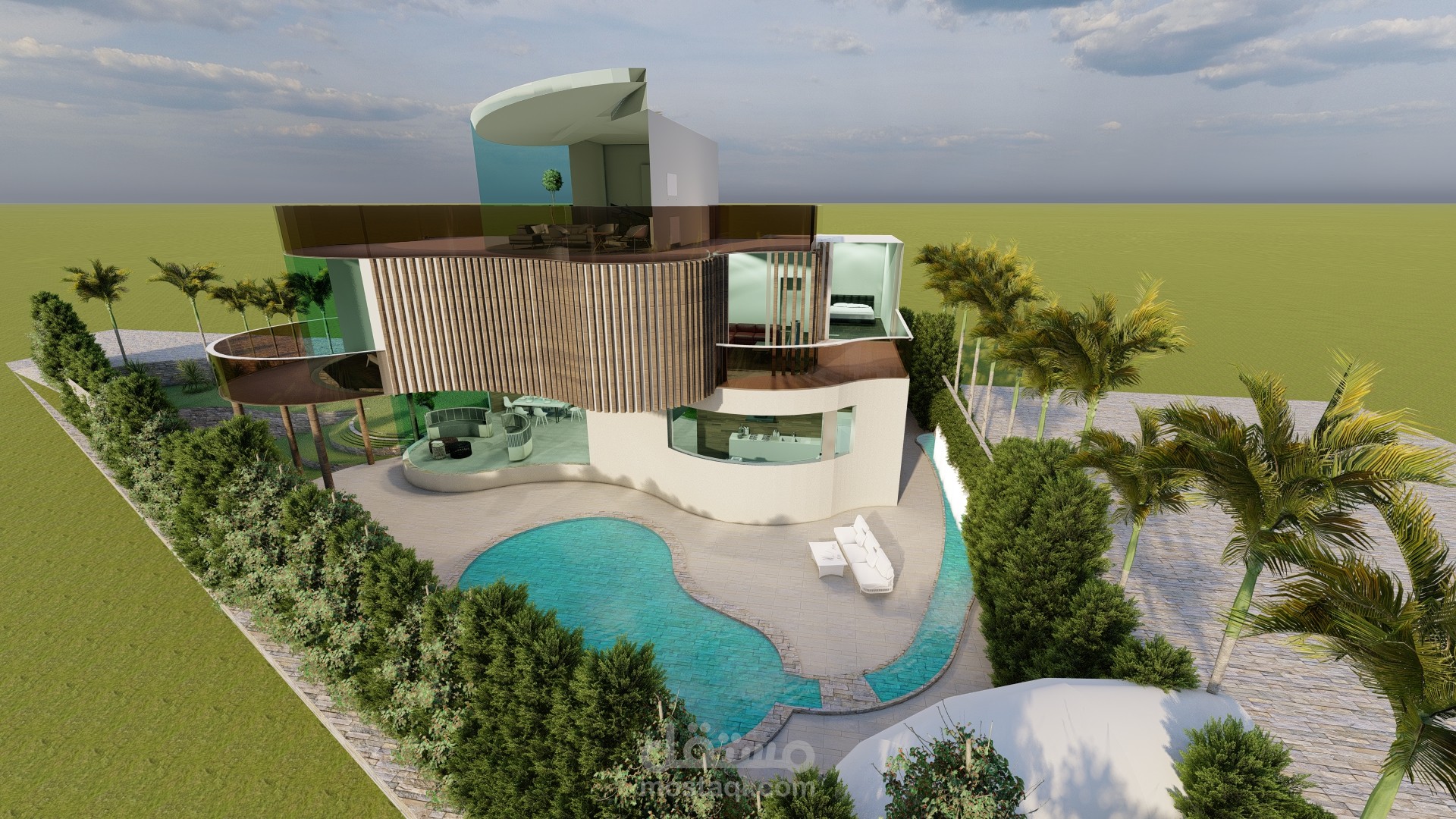 تصميم داخلي وخارجي لمبنى سكني