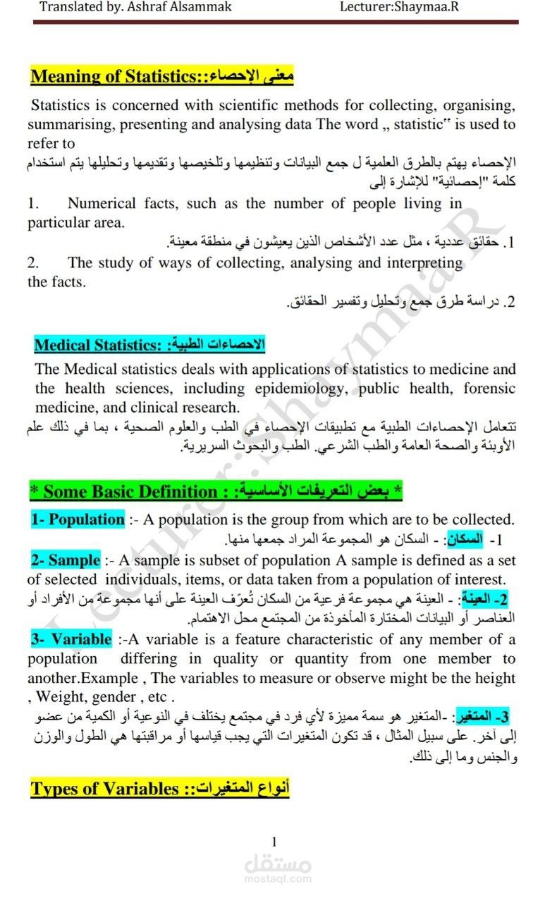 ترجمة محاضرة لطلبة الجامعات