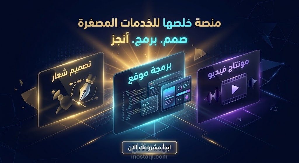 برمجة وتطوير منصة خدمات مصغرة (Full-Stack) بتصميم عصري داكن