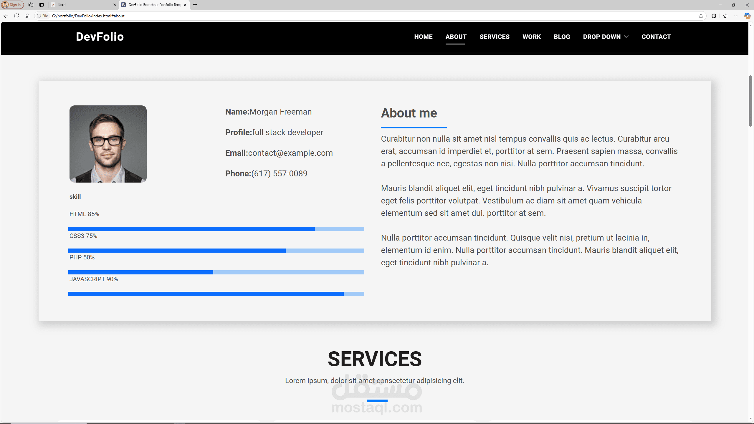 DevFolio website for accounting