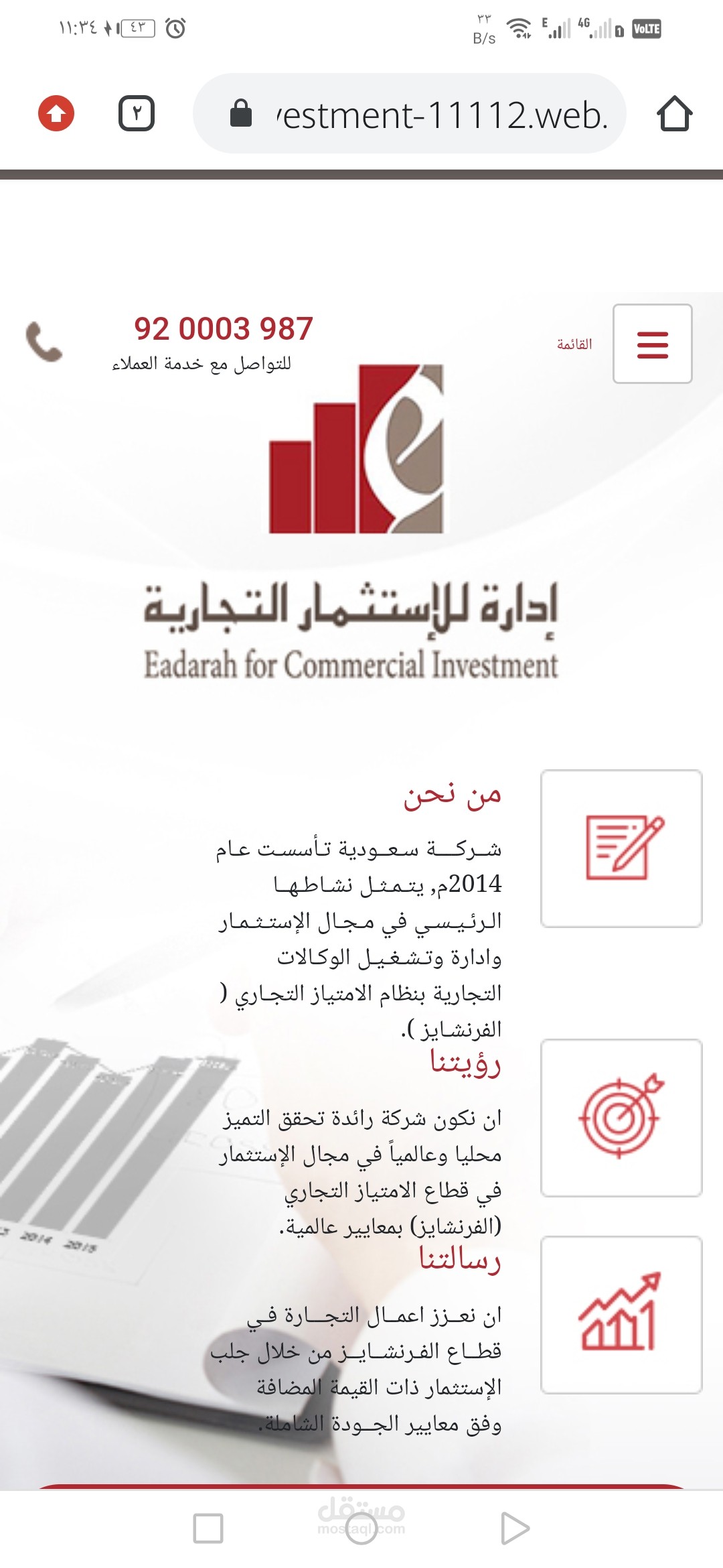 ارادة الاستثمار التجاري