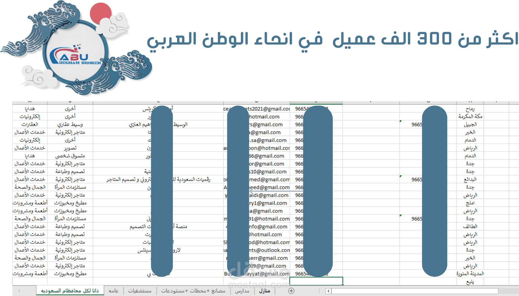 أمتلك قاعدة بيانات محدثة لاكثر من 300 الف عميل في الوطن العربي