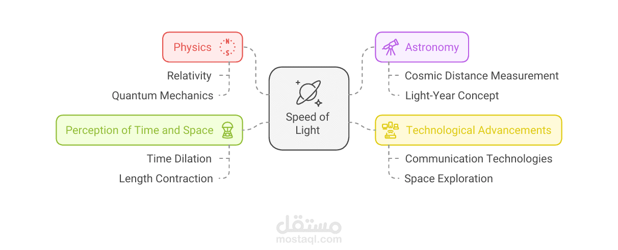 خريطة ذهنية حول سرعة الضوء  Mind map: The speed of the light