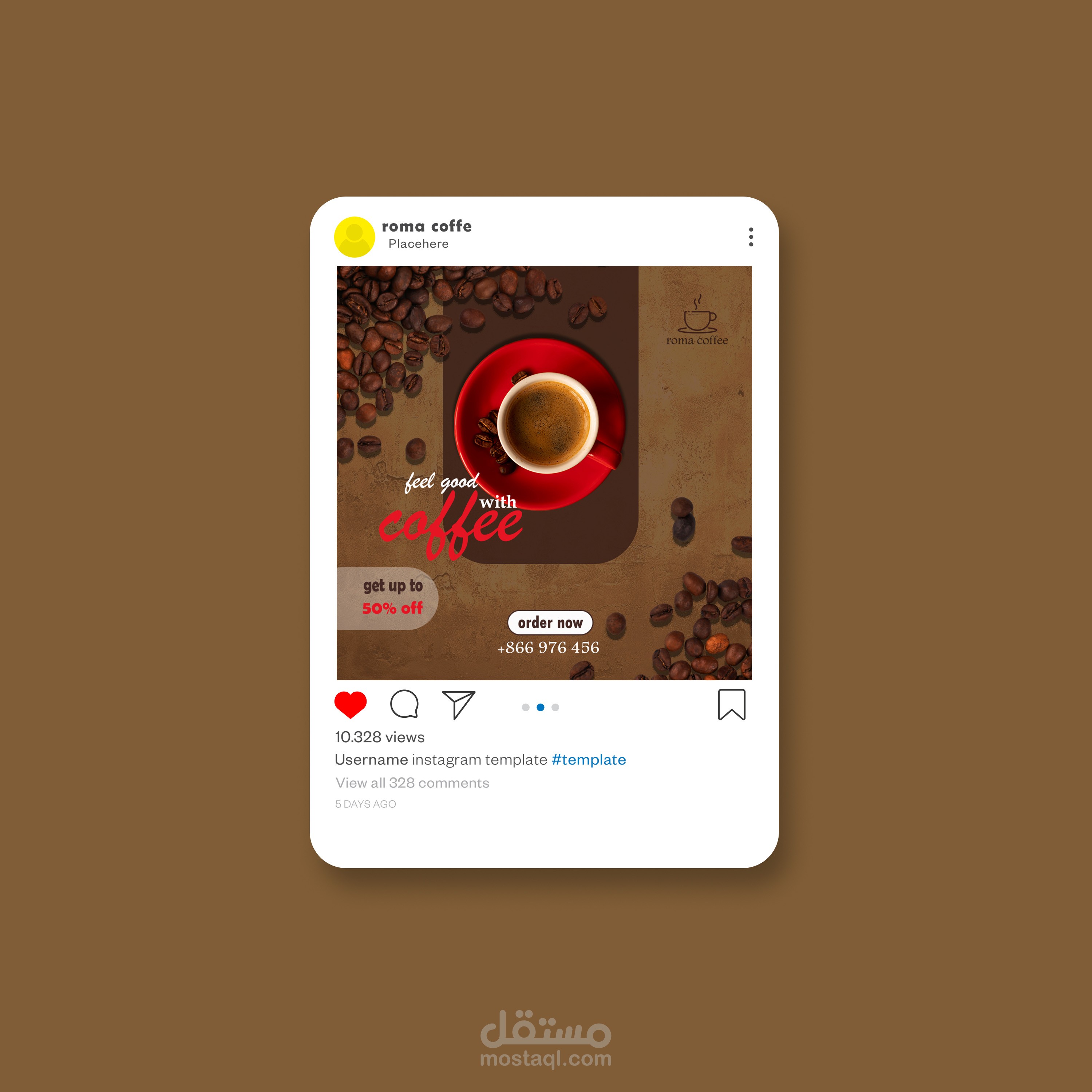 بوست سوشيال ميديا لمقهى قهوة