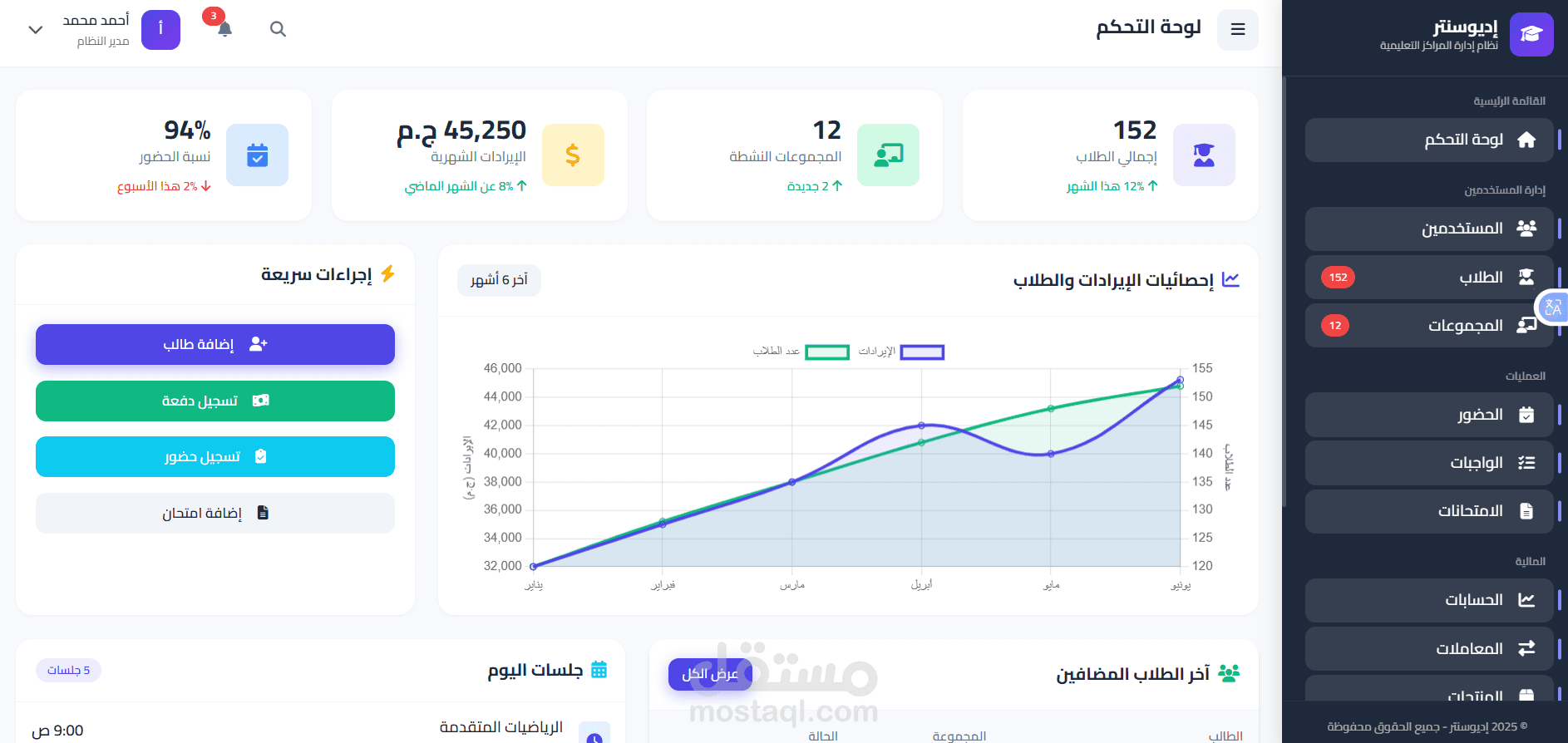 نظام إدارة سنتر تعليمي