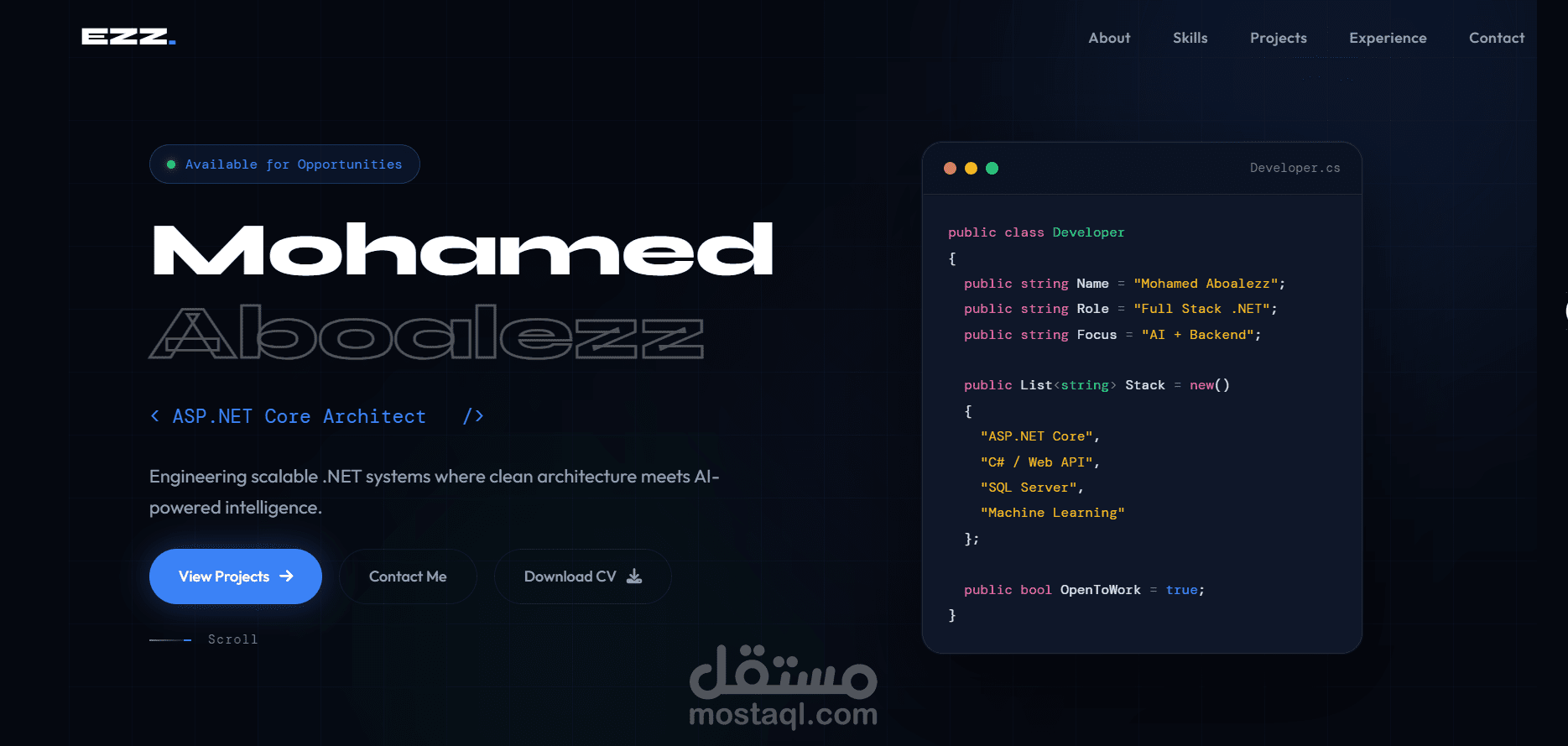 موقع شخصي (Portfolio)