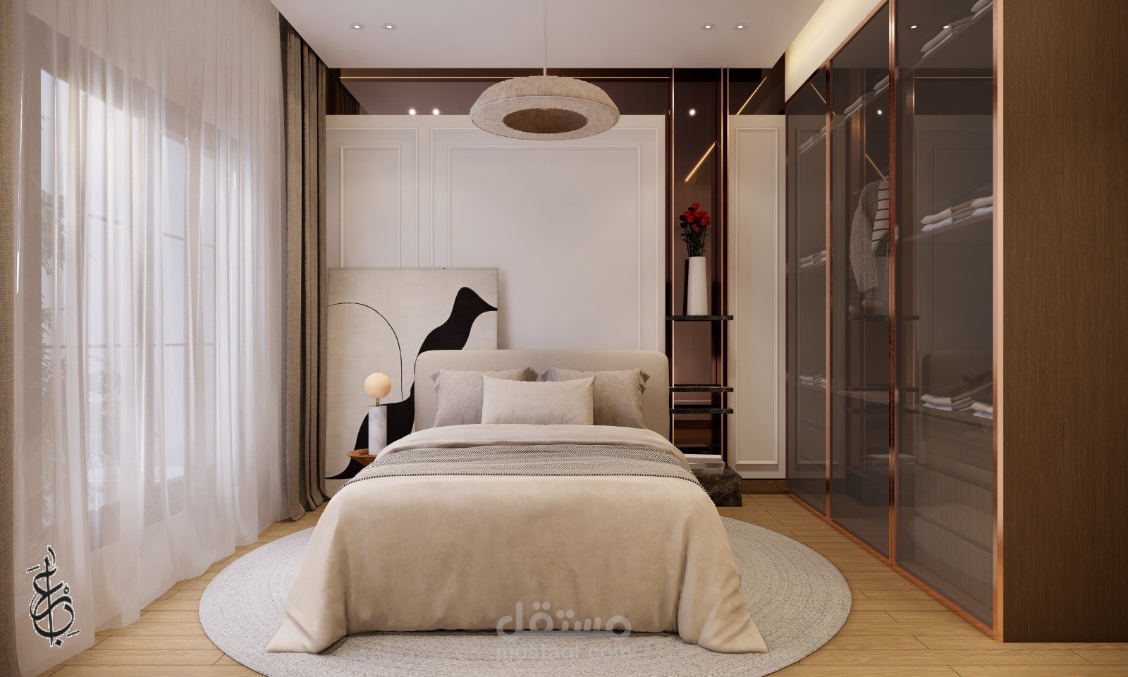 تصميم غرفة نوم شبابية (Modern Elegance)