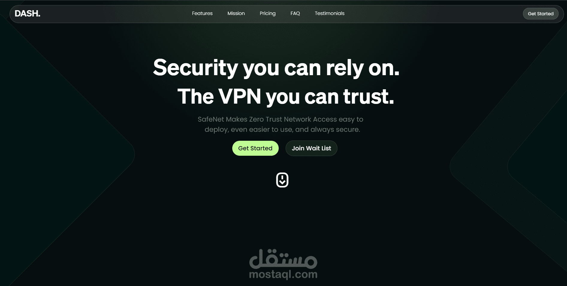 landing page of a VPN website