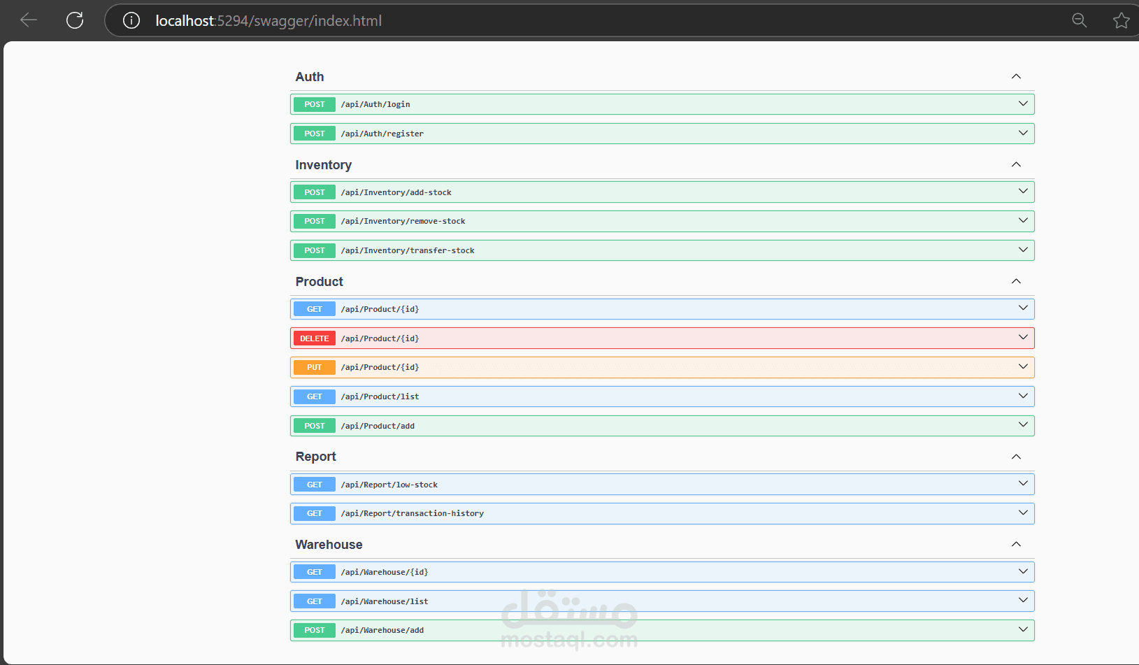 Inventory Management System API نظام ادارة المخزون