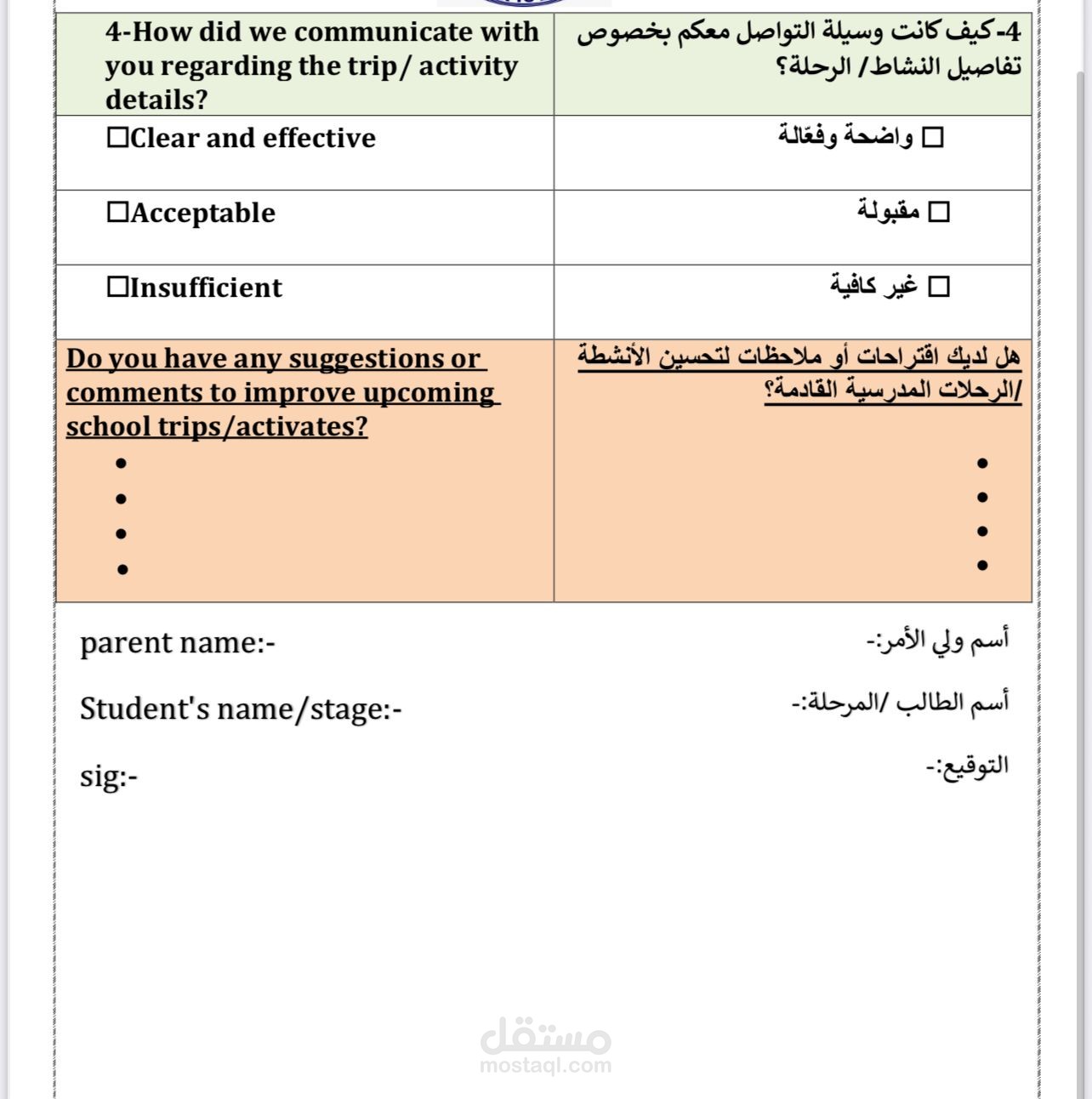 Designed, distributed, and analyzed a parent survey to support school improvement